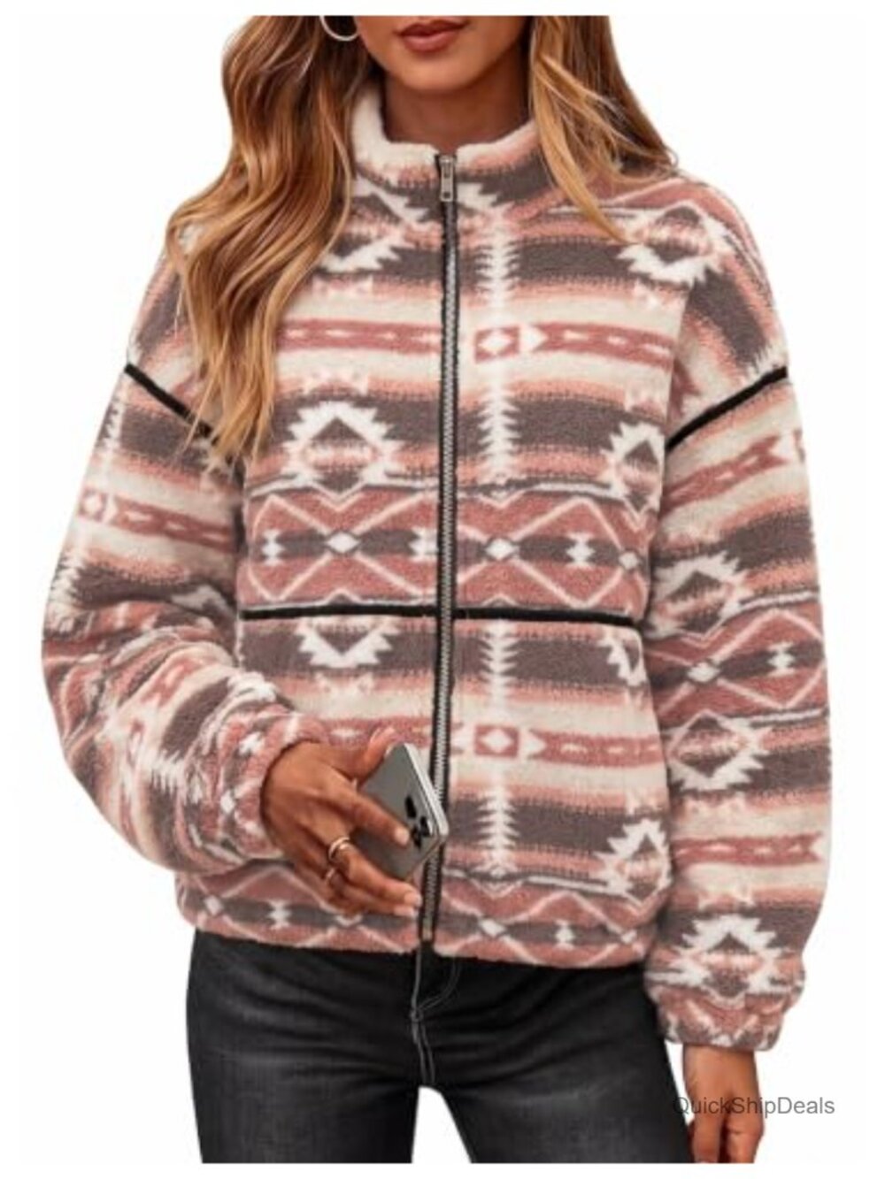Sherpa Fleece Jacket Zip Up Oversized Winter Coat